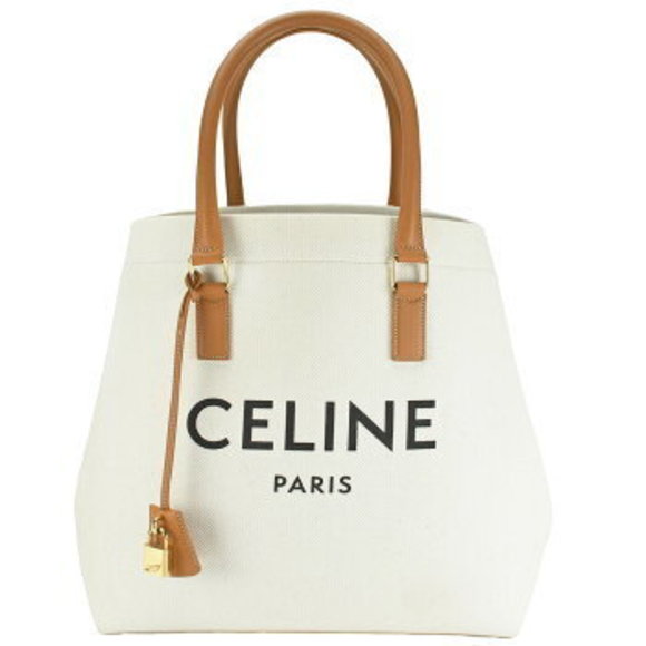 Celine Horizontal Hippo Tote Bag Logo Natural Brown Handbag - Picture 1 of 7